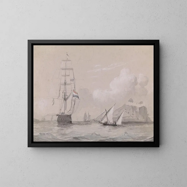 holländisches Schiff vor Gibraltar - Willem Anthonie van Deventer — gerahmtes Bild an der Wand