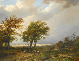 Reisende in einer vom Wind gepeitschten Landschaft - Willem Bodeman — Ansicht des Kunstwerks