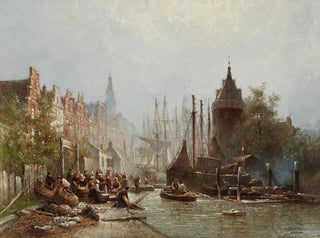 Willem Hendrik Eickelberg - Busy Fisherfolk.webp
