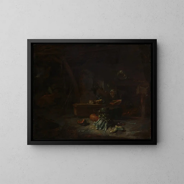 Innenansicht einer Küche - Willem Kalf — gerahmtes Bild an der Wand