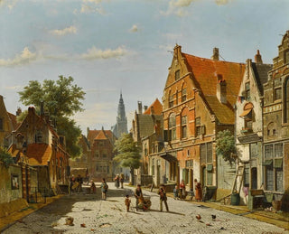 Willem Koekkoek - A Sunny Street with a Distant Church tower.webp