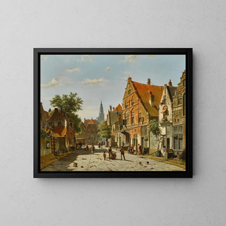 Willem Koekkoek - A Sunny Street with a Distant Church tower.webp