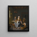 Eine junge Mutter, die sich um ihre beiden Kinder in einem häuslichen Interieur kümmert - Willem van Mieris — gerahmtes Bild an der Wand