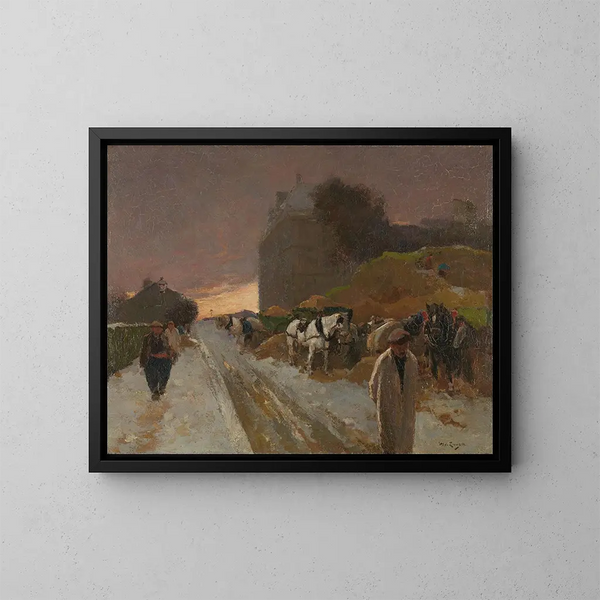 Straße in Montmartre, Paris im Winter - Willem de Zwart — gerahmtes Bild an der Wand