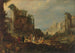Reisende unter den römischen Ruinen mit Rebecca und Éliézer am Brunnen - Willem van Nieulandt der Jüngere — Ansicht des Kunstwerks