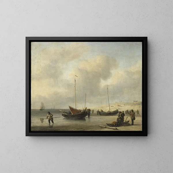 Bateaux de pêche sur la plage - Willem van de Velde le Jeune — gerahmtes Bild an der Wand
