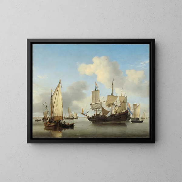 Bateaux au mouillage sur la côte - Willem van de Velde le Jeune — gerahmtes Bild an der Wand
