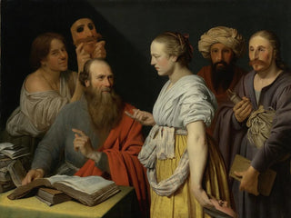 Willem van der Vliet - A Scholar In His Study With Figures With Masks Possibly An Allegory.webp