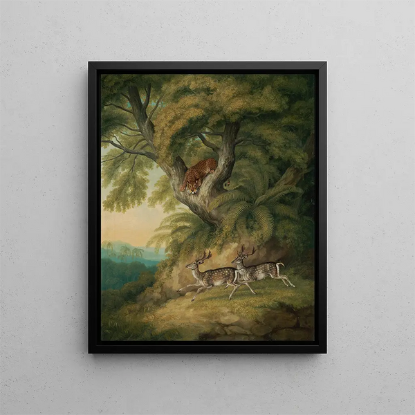 WilliamSamuel Howitt - A Leopard with two passing deer.webp