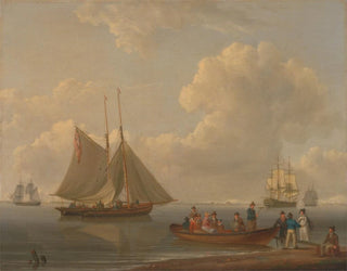 William Anderson - A Wherry Taking Passengers out to Two Anchored Packets.webp