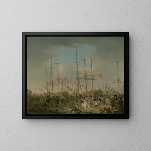 Hussards embarquant à Deptford - William Anderson — gerahmtes Bild an der Wand