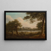 Jäger in einer bewaldeten Flusslandschaft mit einem Landhaus in der Ferne - William Ashford — gerahmtes Bild an der Wand