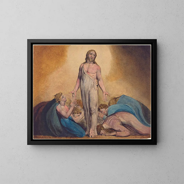 Der Christus erscheint seinen Jüngern nach der Auferstehung - William Blake — gerahmtes Bild an der Wand