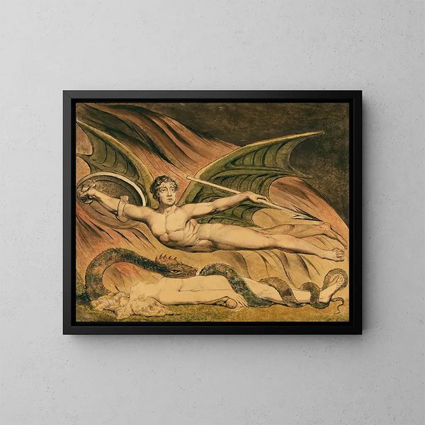 Satan exultant sur Ève - William Blake — gerahmtes Bild an der Wand
