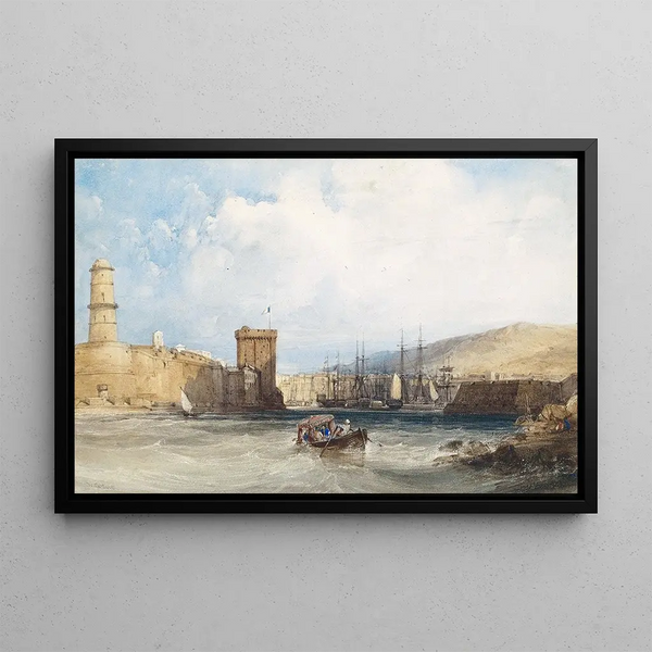L'Entrée du port de Marseille - William Callow — gerahmtes Bild an der Wand