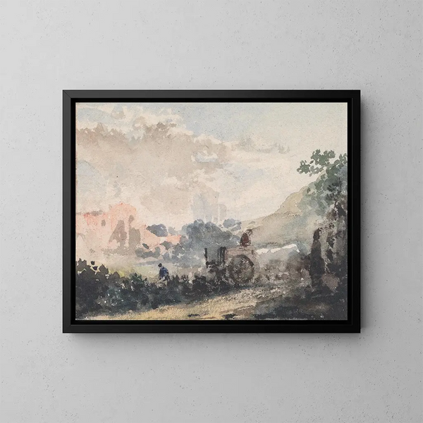Landschaft mit Wagen - William Collins — gerahmtes Bild an der Wand
