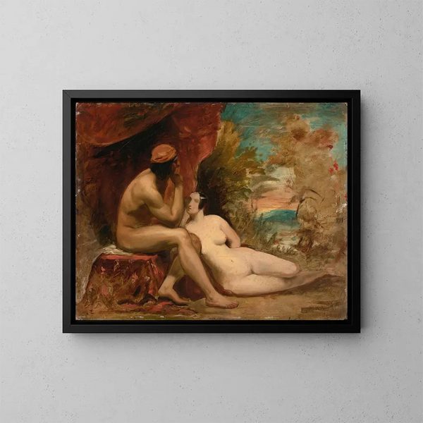 Studie für eine Familiengruppe in den Wäldern - William Etty — gerahmtes Bild an der Wand