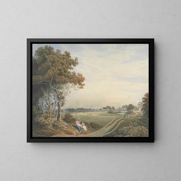 Eine ferne Aussicht auf die Stadt London vom St John's Wood - William Frederick Wells — gerahmtes Bild an der Wand