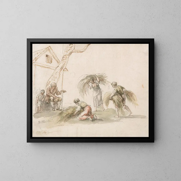 Figuren beim Ernten - William Hamilton — gerahmtes Bild an der Wand