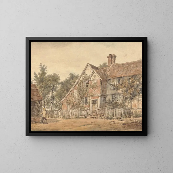 Eine Farm - William Henry Hunt — gerahmtes Bild an der Wand