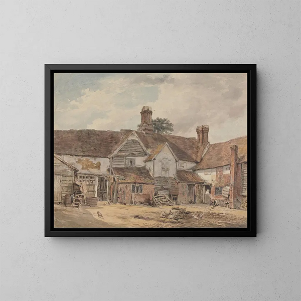 Alte Bauernhöfe - William Henry Hunt — gerahmtes Bild an der Wand