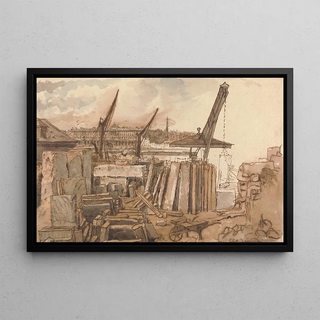 William Henry Hunt - The Building of Waterloo Bridge.webp