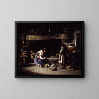 William Henry Lippincott - Farm Interior Breton Children Feeding Rabbits.webp