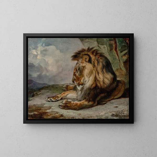 Löwe im Schlaf - William Huggins — gerahmtes Bild an der Wand