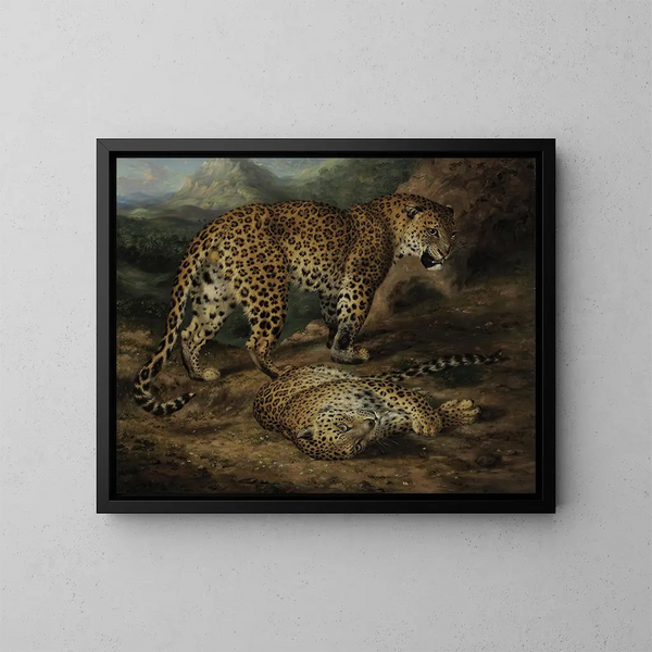 Zwei Leoparden - William Huggins — gerahmtes Bild an der Wand