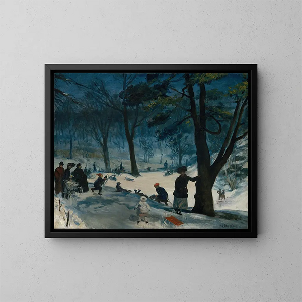 Winter in Central Park - William James Glackens — gerahmtes Bild an der Wand