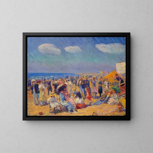 Menschenmenge am Meer - William James Glackens — gerahmtes Bild an der Wand