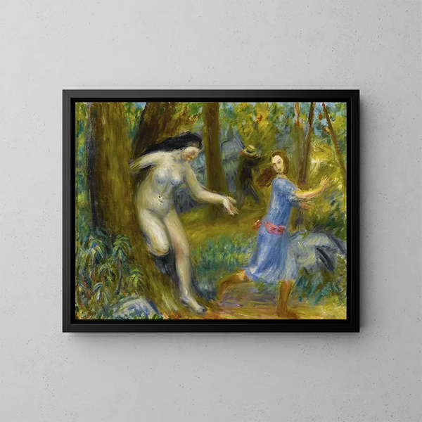 Serie von Nymphen mit einem Mann - William James Glackens — gerahmtes Bild an der Wand