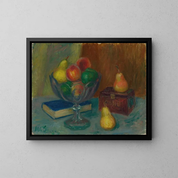 Natur stillleben mit japanischer Schachtel - William James Glackens — gerahmtes Bild an der Wand