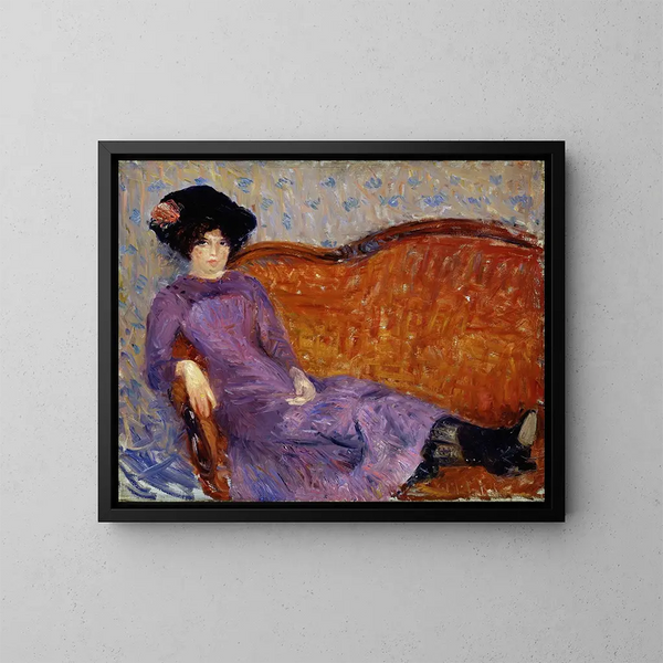 Das violette Kleid - William James Glackens — gerahmtes Bild an der Wand