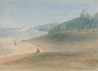 William John Chamberlayne - Mauritius a child watching her mother walking near the sea presumably Mrs Chamberlayne and one of her children.webp