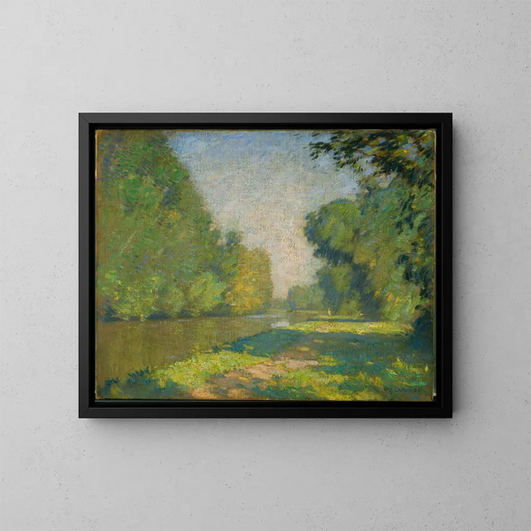 Der Weg der Uferbefestigung - William Langson Lathrop — gerahmtes Bild an der Wand