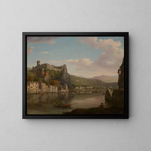 Vue de la Saône et du château de Pierre Scize, Lyon, France - William Marlow — gerahmtes Bild an der Wand