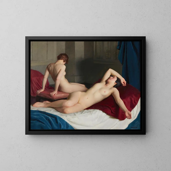 Innenraum mit zwei Aktmodellen - William McGregor Paxton — gerahmtes Bild an der Wand