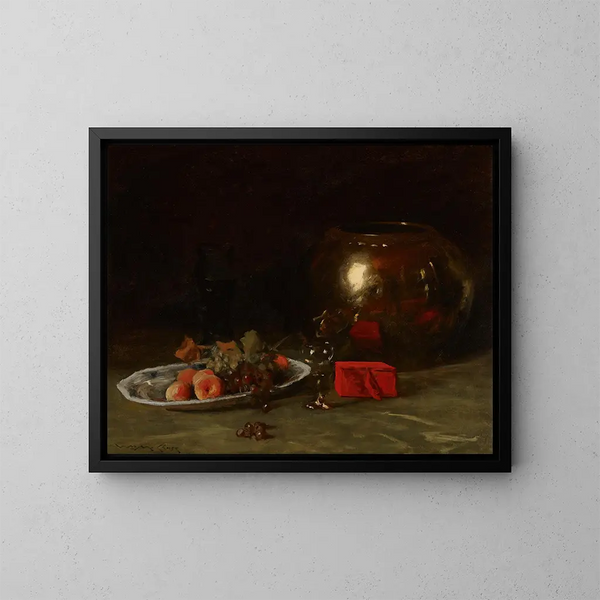Der große Messing-Schüssel - William Merritt Chase — gerahmtes Bild an der Wand