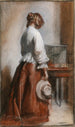 Dame mit einem Vogelkäfig - William Orpen — Ansicht des Kunstwerks