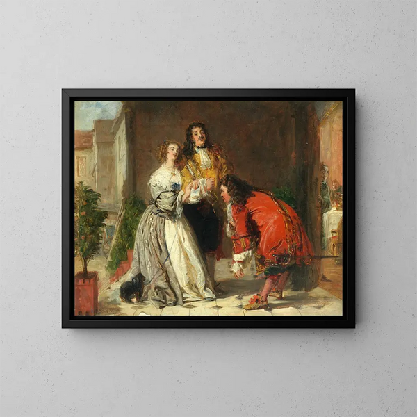 Szene des Bourgeois gentilhomme - William Powell Frith — gerahmtes Bild an der Wand