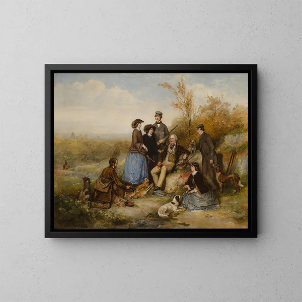 La Partie de chasse - William Powell Frith — gerahmtes Bild an der Wand