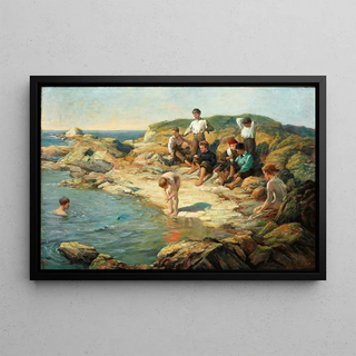 William Pratt - Boys swimming at a rocky coast.webp