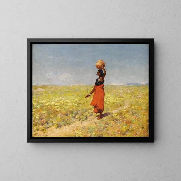 Mädchen Hopi blinder Wiedergänger eines Wasserlochs in der Wüste - William Robinson Leigh — gerahmtes Bild an der Wand
