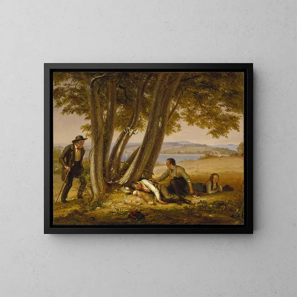 Über das Erwischtwerden beim Schlafen - William Sidney Mount — gerahmtes Bild an der Wand