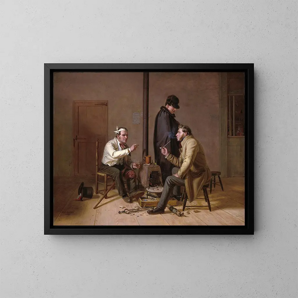 Die Szene der schwierigen Geschichte in einer Landtaverne - William Sidney Mount — gerahmtes Bild an der Wand