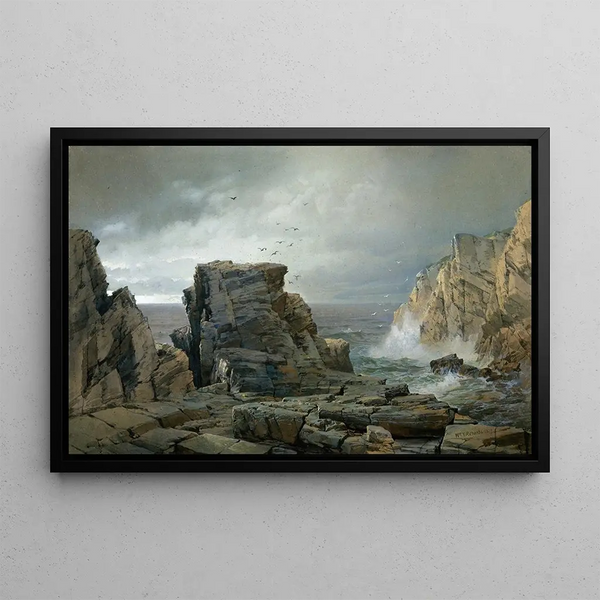 Eine Klippe aus Felsen - William Trost Richards — gerahmtes Bild an der Wand