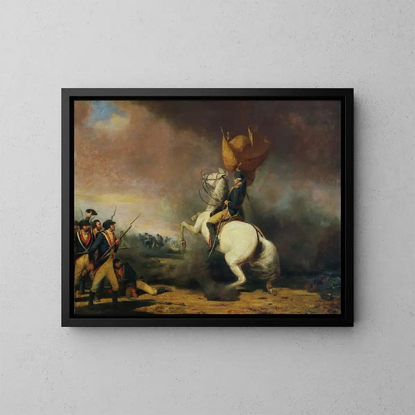 Washington-Gemälde, das die Amerikaner bei der Schlacht von Princeton versammelt - William Tylee Ranney — gerahmtes Bild an der Wand