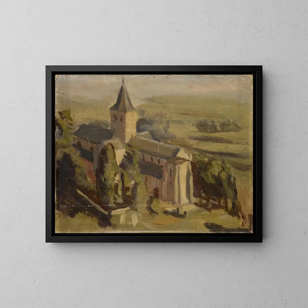 Landschaft mit mittelalterlicher Kirche - William de Goumois — gerahmtes Bild an der Wand