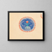 Skizzenvielfalt für Tischplatten im Intarsienstil mit blumigem Muster in Blau und Orange - Winold Reiss — gerahmtes Bild an der Wand